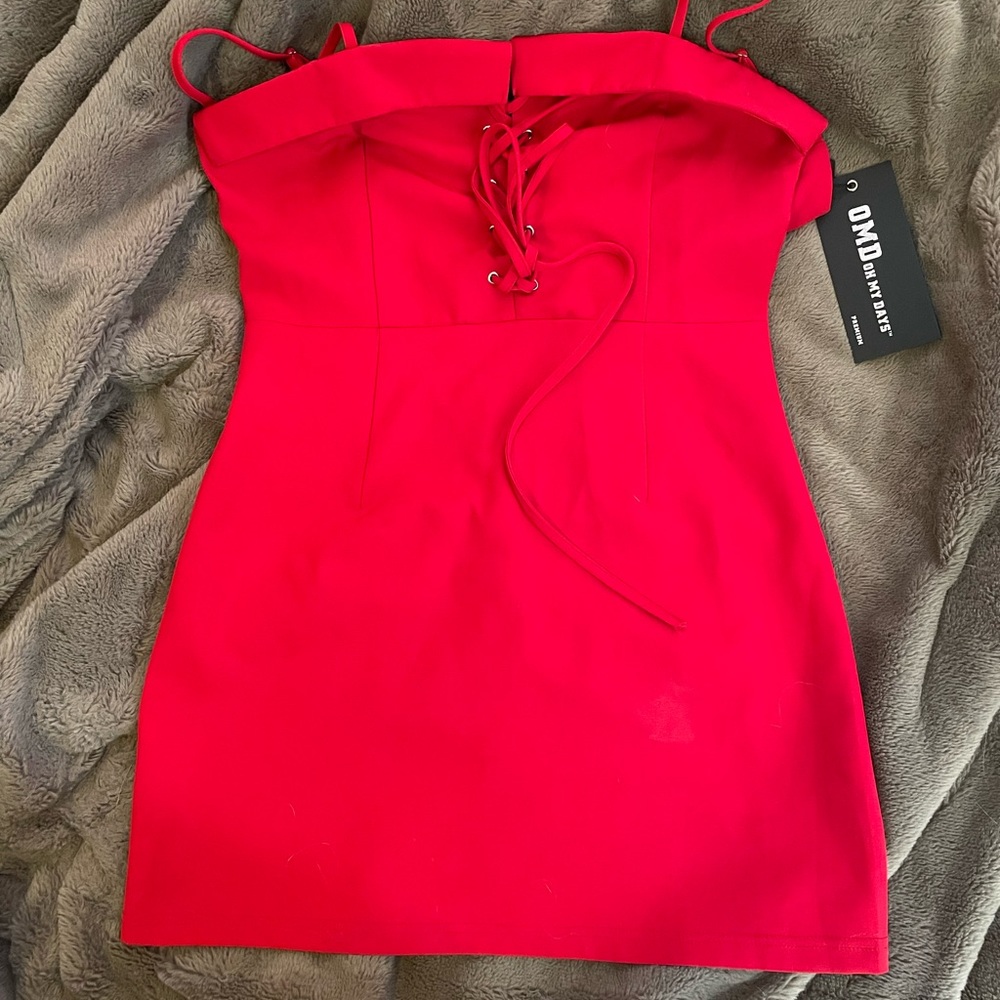 Red mini dress